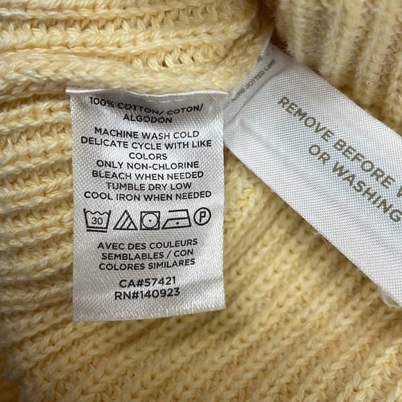 Ann Taylor LOFT Ribbed Knit V-Neck Slouchy Pullover Sweater Yellow Large - Picture 8 of 8